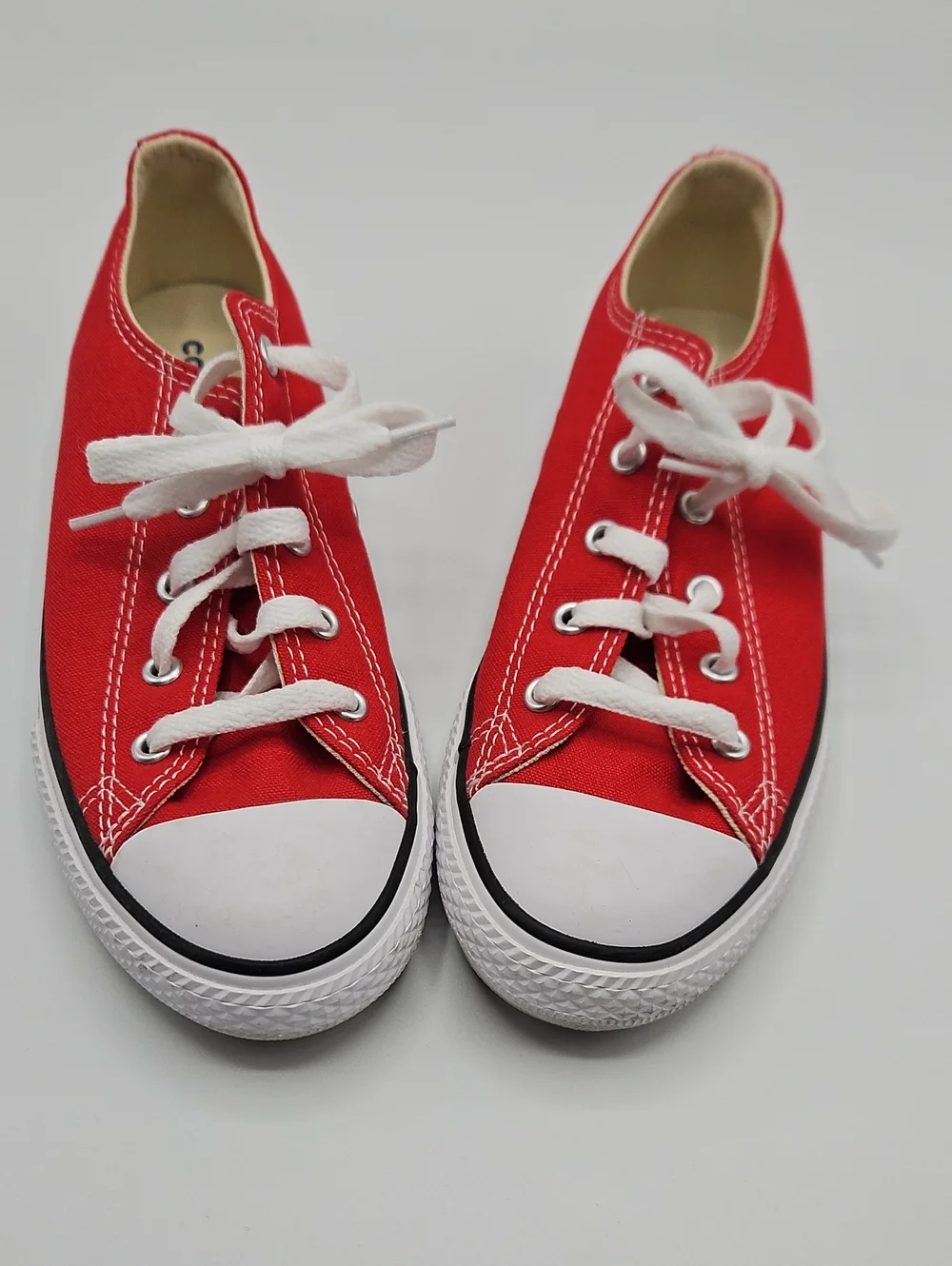 Converse Kids Red Canvas Lace-Up Sneakers with White Soles